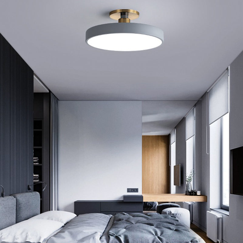 Lighom minimalist macaron round gray semi-flush mount light — Cool White (6000K) / 220V-240V (UK/AU
