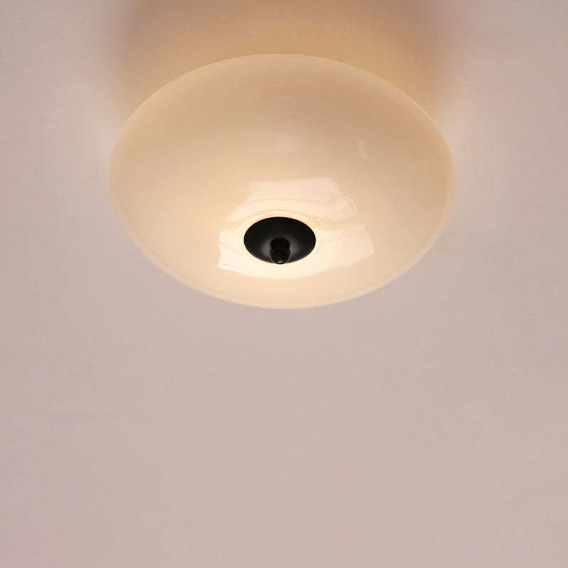Modern Art Deco Iron Glass Opal Drum Ceiling Light