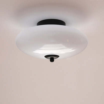 Modern Art Deco Iron Glass Opal Drum Ceiling Light