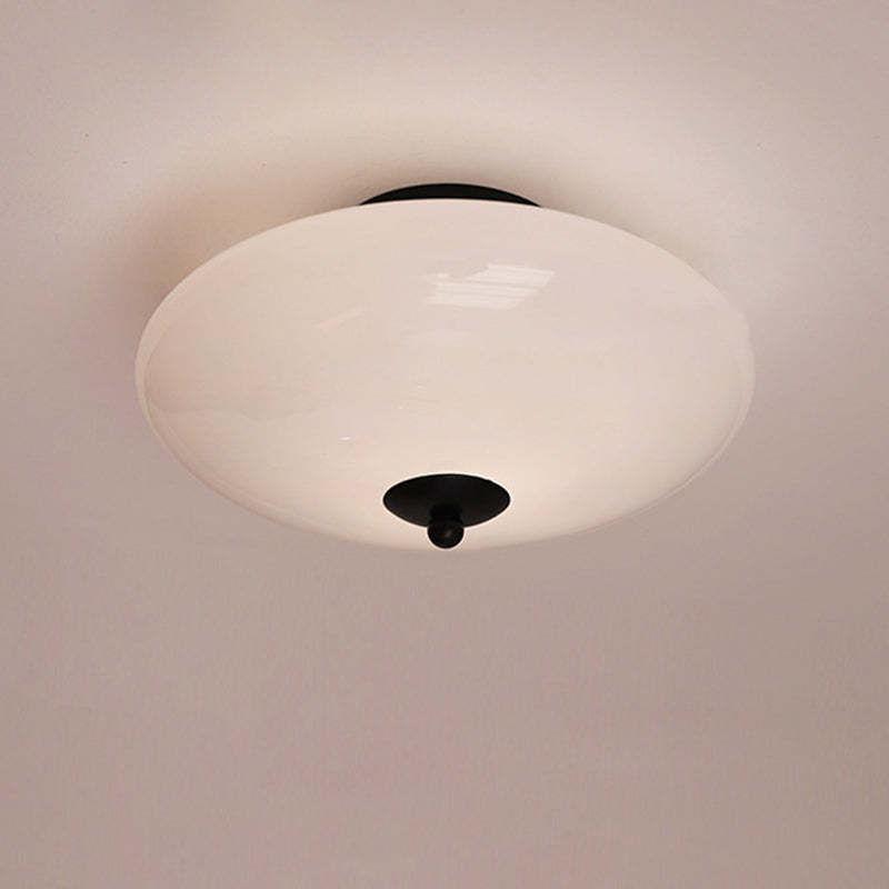 Modern Art Deco Iron Glass Opal Drum Ceiling Light