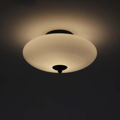 Modern Art Deco Iron Glass Opal Drum Ceiling Light