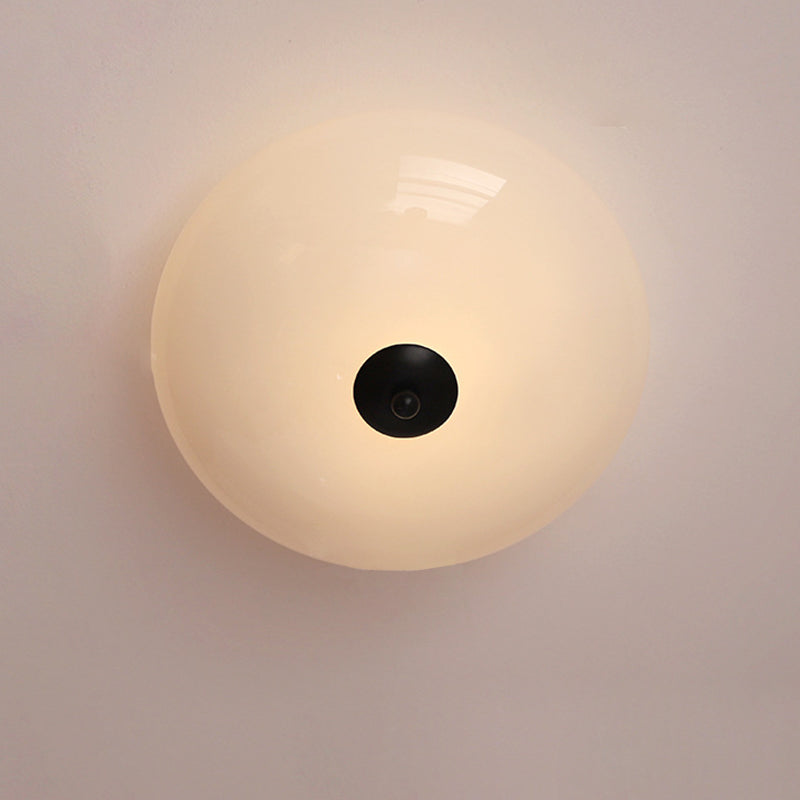Modern Art Deco Iron Glass Opal Drum Ceiling Light