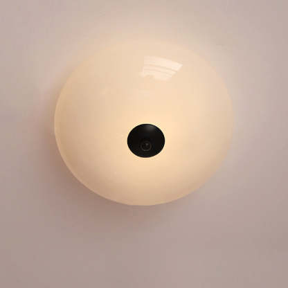 Modern Art Deco Iron Glass Opal Drum Ceiling Light