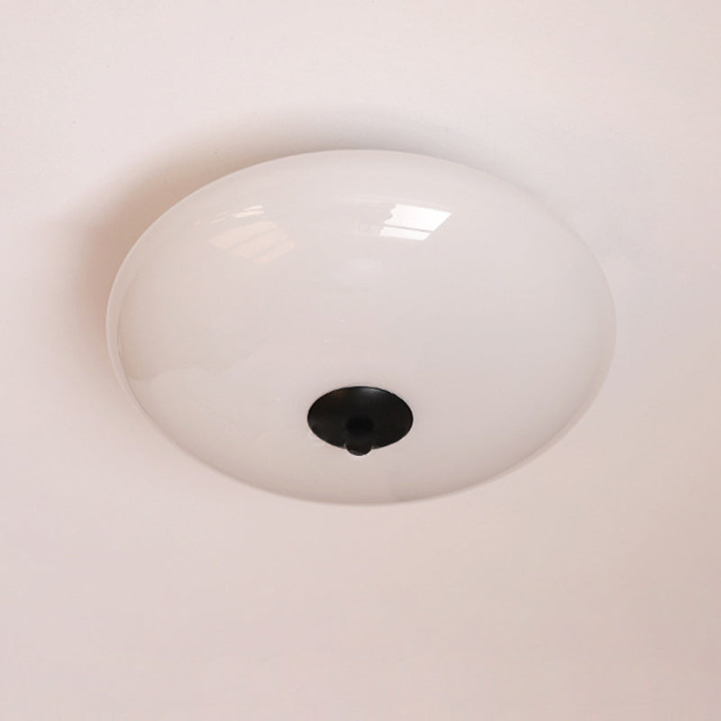 Modern Art Deco Iron Glass Opal Drum Ceiling Light