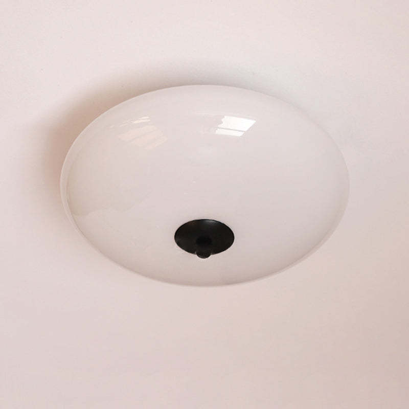 Modern Art Deco Iron Glass Opal Drum Ceiling Light