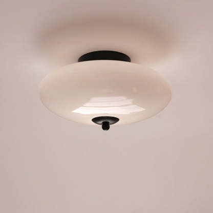Modern Art Deco Iron Glass Opal Drum Ceiling Light