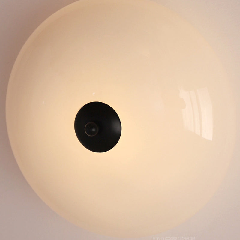 Modern Art Deco Iron Glass Opal Drum Ceiling Light