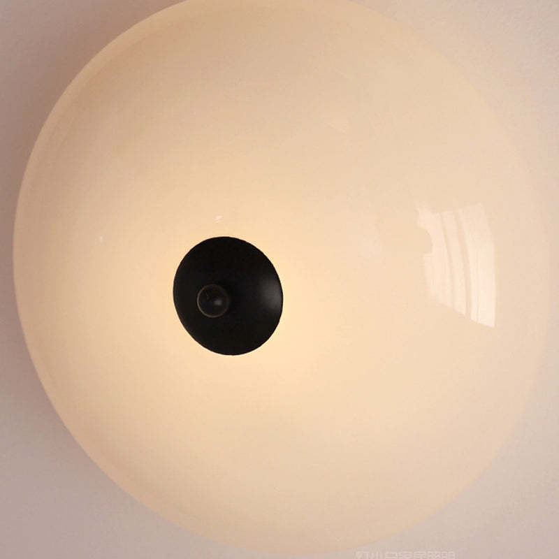 Modern Art Deco Iron Glass Opal Drum Ceiling Light
