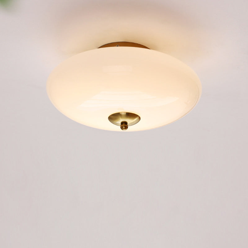 Modern Art Deco Iron Glass Opal Drum Ceiling Light