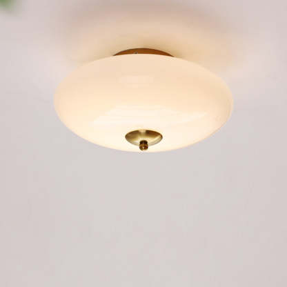 Modern Art Deco Iron Glass Opal Drum Ceiling Light