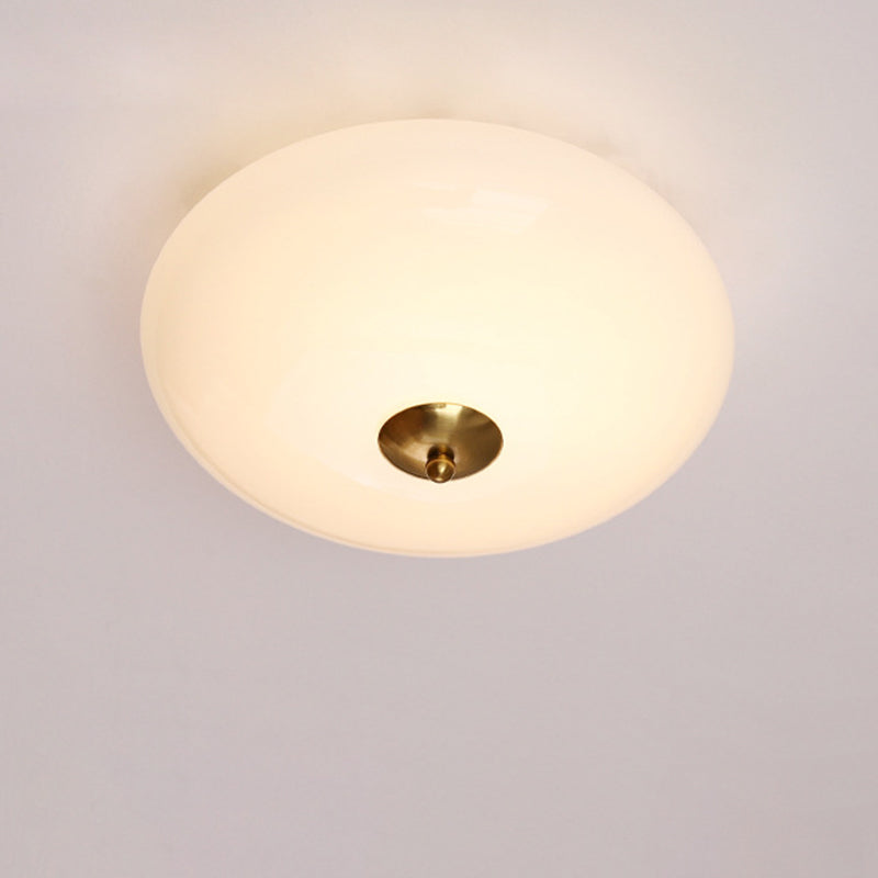 Modern Art Deco Iron Glass Opal Drum Ceiling Light
