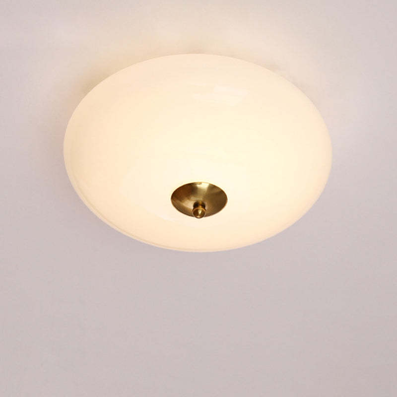 Modern Art Deco Iron Glass Opal Drum Ceiling Light