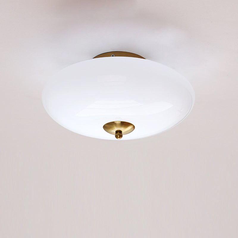 Modern Art Deco Iron Glass Opal Drum Ceiling Light