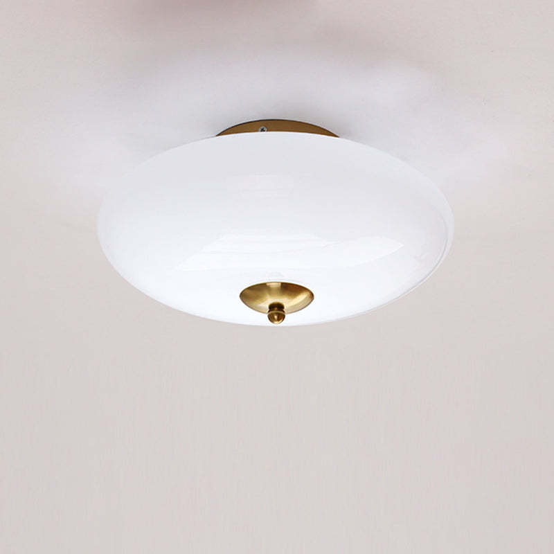 Modern Art Deco Iron Glass Opal Drum Ceiling Light
