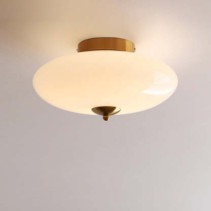 Modern Art Deco Iron Glass Opal Drum Ceiling Light