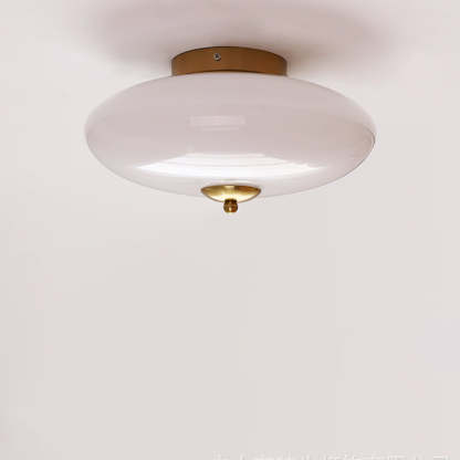 Modern Art Deco Iron Glass Opal Drum Ceiling Light
