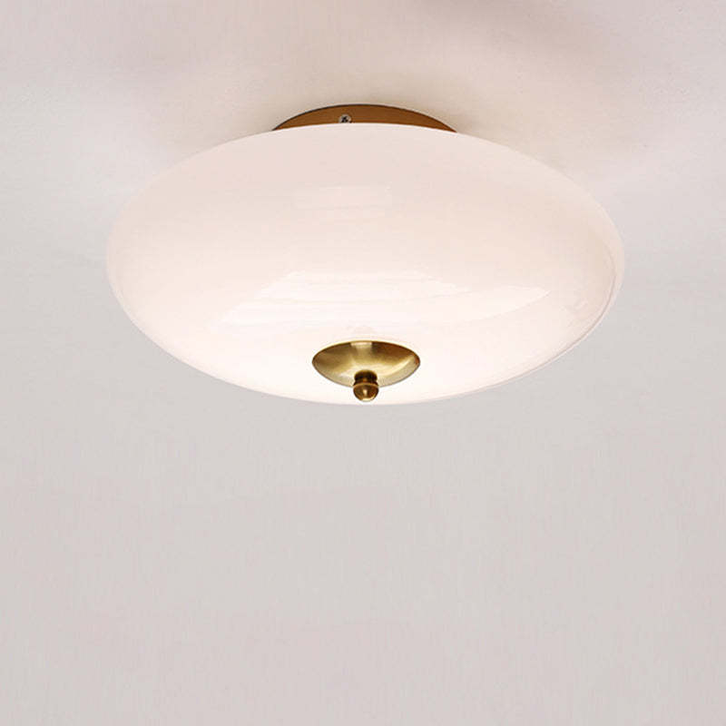 Modern Art Deco Iron Glass Opal Drum Ceiling Light