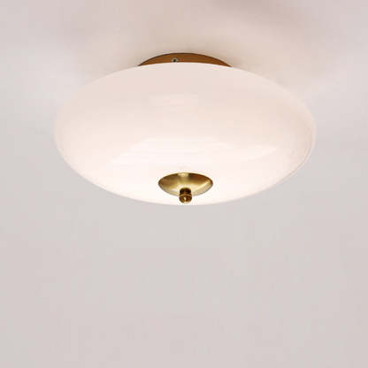 Modern Art Deco Iron Glass Opal Drum Ceiling Light