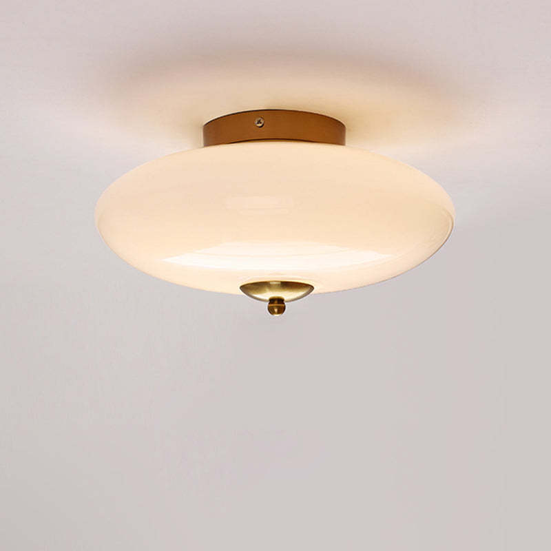 Modern Art Deco Iron Glass Opal Drum Ceiling Light