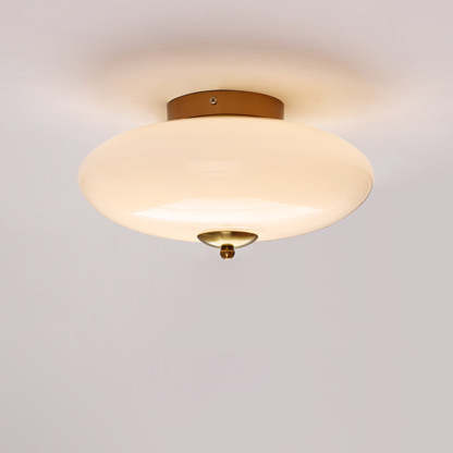 Modern Art Deco Iron Glass Opal Drum Ceiling Light