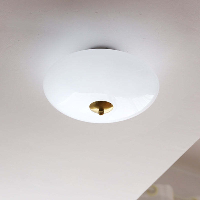 Modern Art Deco Iron Glass Opal Drum Ceiling Light