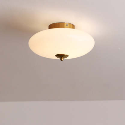 Modern Art Deco Iron Glass Opal Drum Ceiling Light