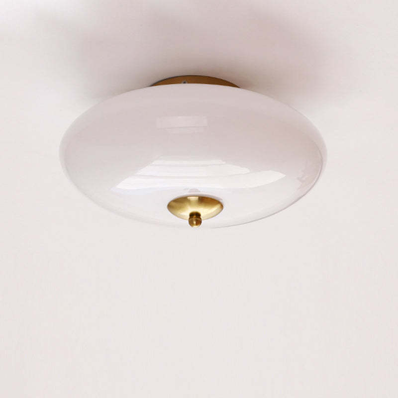 Modern Art Deco Iron Glass Opal Drum Ceiling Light