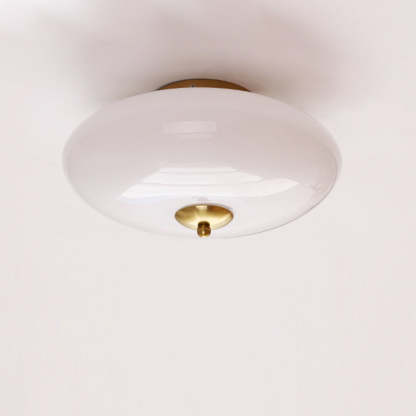 Modern Art Deco Iron Glass Opal Drum Ceiling Light
