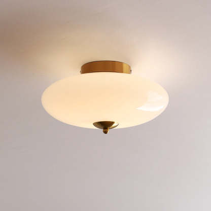 Modern Art Deco Iron Glass Opal Drum Ceiling Light