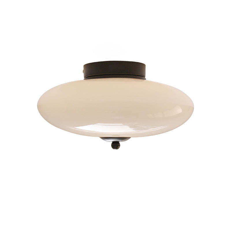 Modern Art Deco Iron Glass Opal Drum Ceiling Light