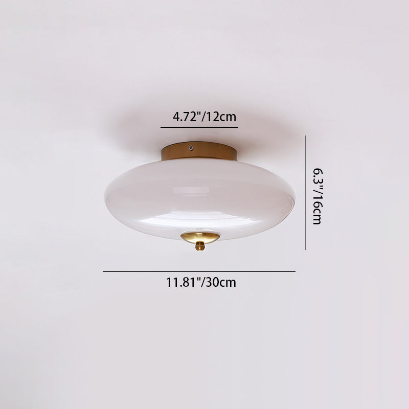 Modern Art Deco Iron Glass Opal Drum Ceiling Light