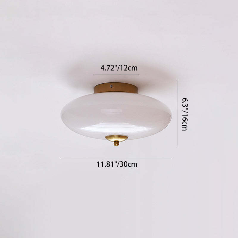Modern Art Deco Iron Glass Opal Drum Ceiling Light
