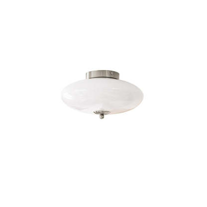 Modern Art Deco Iron Glass Opal Drum Ceiling Light