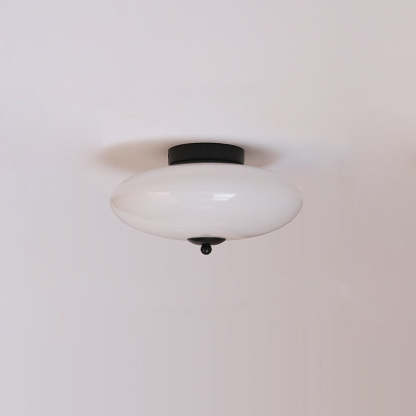 Modern Art Deco Iron Glass Opal Drum Ceiling Light