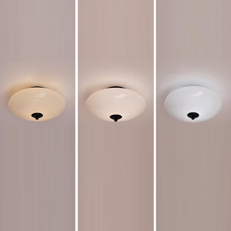 Modern Art Deco Iron Glass Opal Drum Ceiling Light
