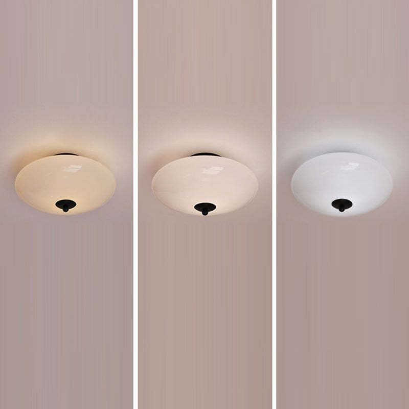 Modern Art Deco Iron Glass Opal Drum Ceiling Light
