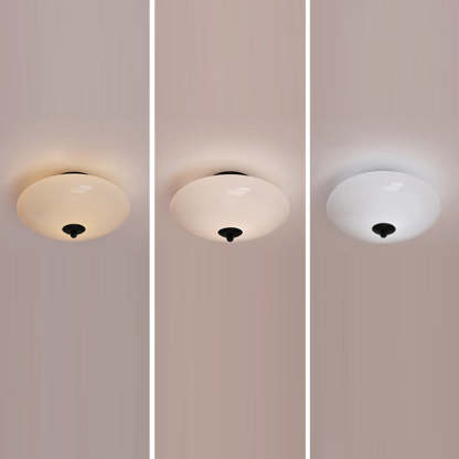 Modern Art Deco Iron Glass Opal Drum Ceiling Light