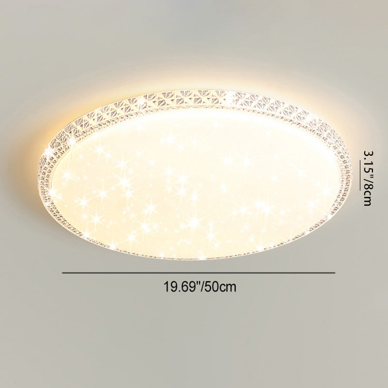 Modern Luxury Mounted Star Crystal Round Square Acrylic Iron LED Flush Mount Ceiling Light For Bedroom