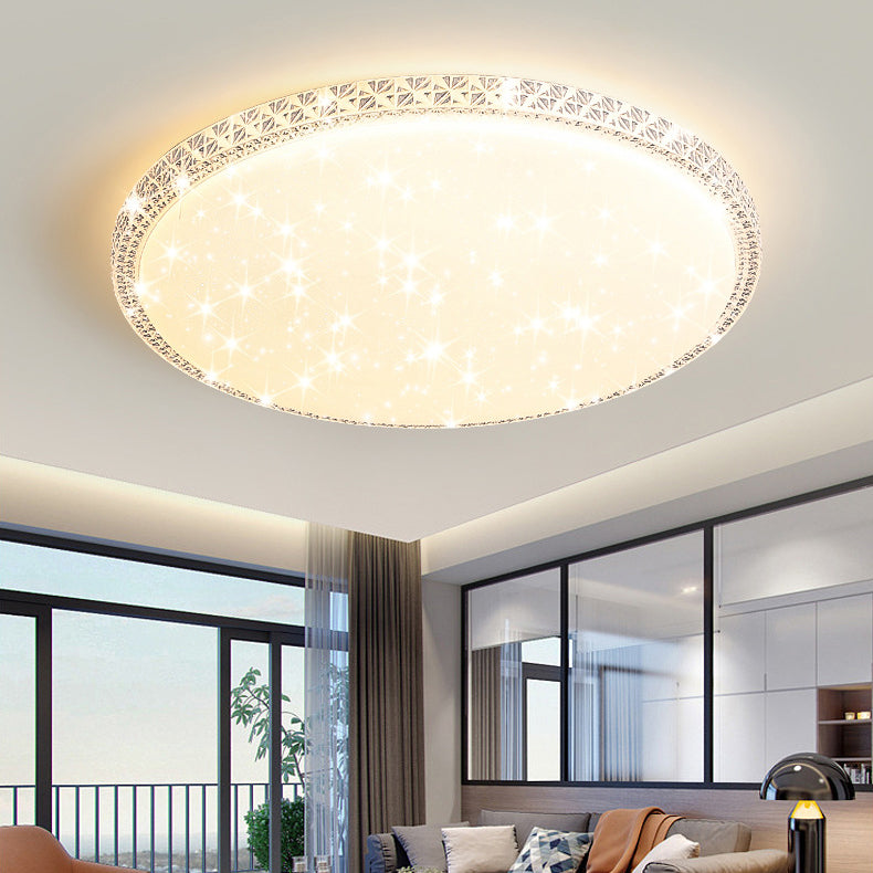 Modern Luxury Mounted Star Crystal Round Square Acrylic Iron LED Flush Mount Ceiling Light For Bedroom