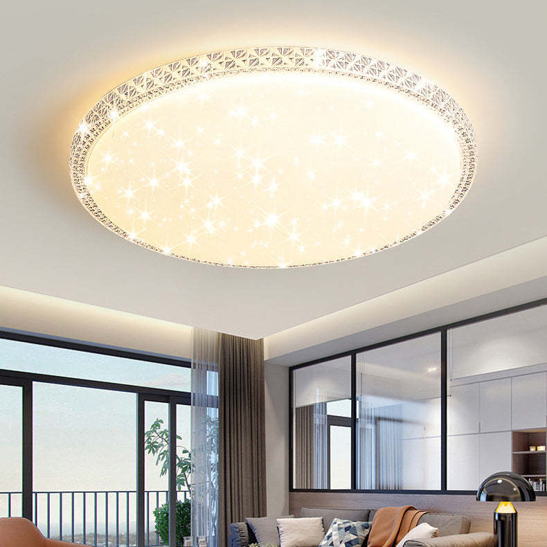 Modern Luxury Mounted Star Crystal Round Square Acrylic Iron LED Flush Mount Ceiling Light For Bedroom