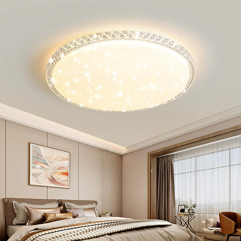 Modern Luxury Mounted Star Crystal Round Square Acrylic Iron LED Flush Mount Ceiling Light For Bedroom