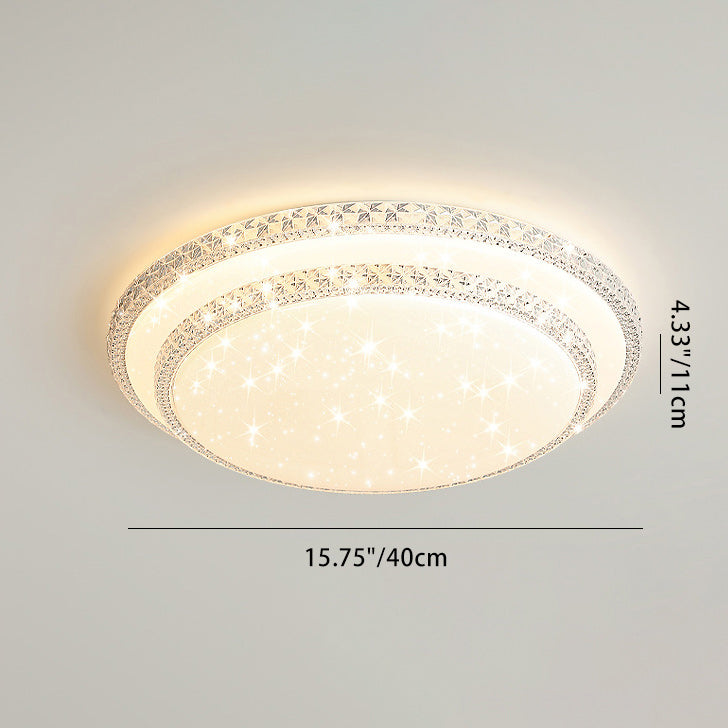 Modern Luxury Mounted Star Crystal Round Square Acrylic Iron LED Flush Mount Ceiling Light For Bedroom