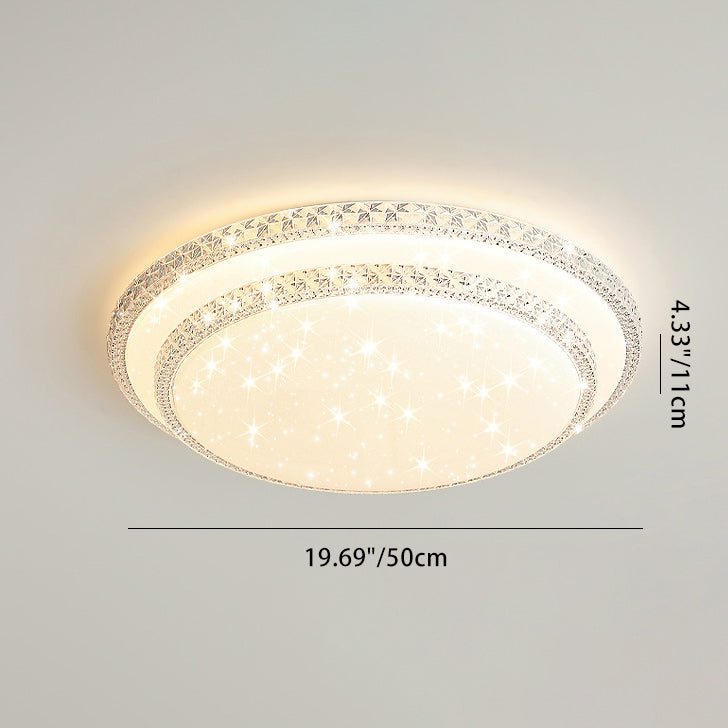 Modern Luxury Mounted Star Crystal Round Square Acrylic Iron LED Flush Mount Ceiling Light For Bedroom