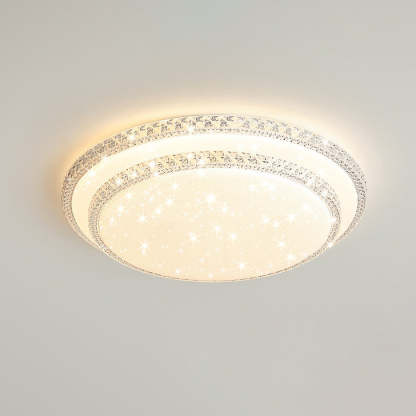 Modern Luxury Mounted Star Crystal Round Square Acrylic Iron LED Flush Mount Ceiling Light For Bedroom