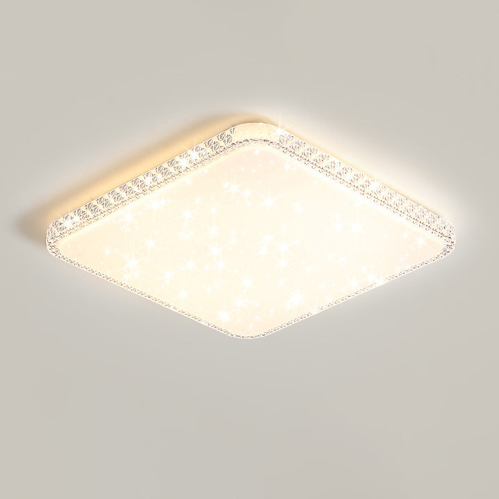 Modern Luxury Mounted Star Crystal Round Square Acrylic Iron LED Flush Mount Ceiling Light For Bedroom