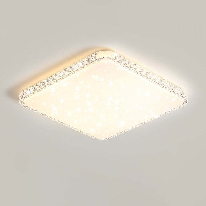 Modern Luxury Mounted Star Crystal Round Square Acrylic Iron LED Flush Mount Ceiling Light For Bedroom