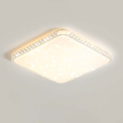 Modern Luxury Mounted Star Crystal Round Square Acrylic Iron LED Flush Mount Ceiling Light For Bedroom