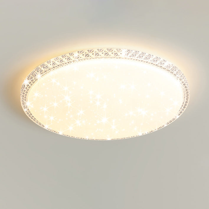 Modern Luxury Mounted Star Crystal Round Square Acrylic Iron LED Flush Mount Ceiling Light For Bedroom