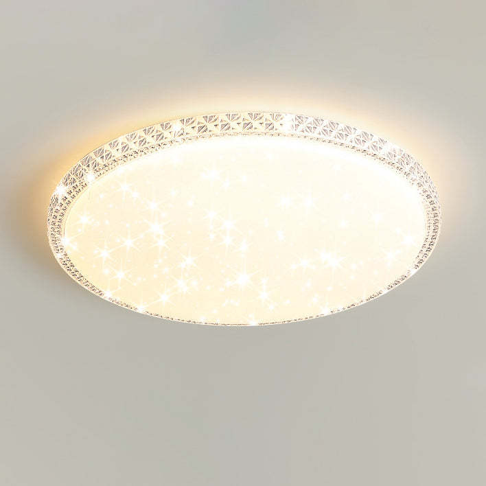 Modern Luxury Mounted Star Crystal Round Square Acrylic Iron LED Flush Mount Ceiling Light For Bedroom
