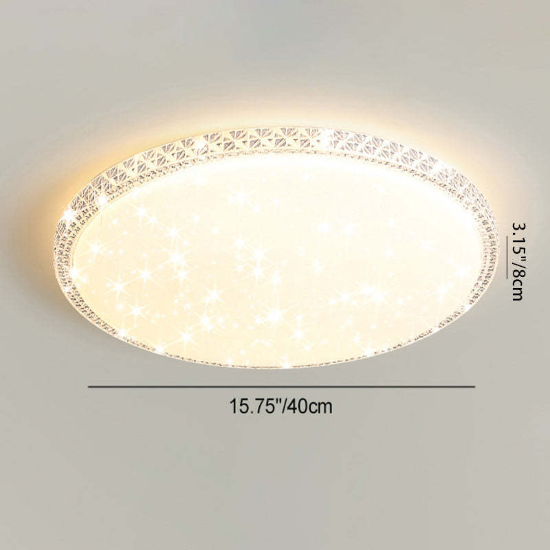 Modern Luxury Mounted Star Crystal Round Square Acrylic Iron LED Flush Mount Ceiling Light For Bedroom